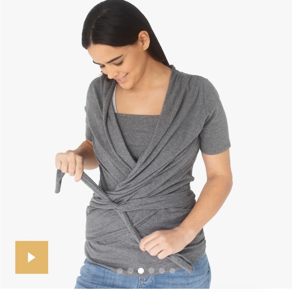 EUC Kindred Bravely organic cotton skin to skin wrap top charcoal gray Small